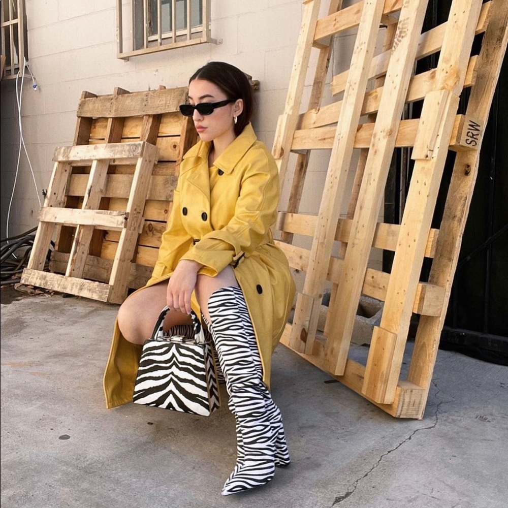 Yellow Faux Leather Trench Coat